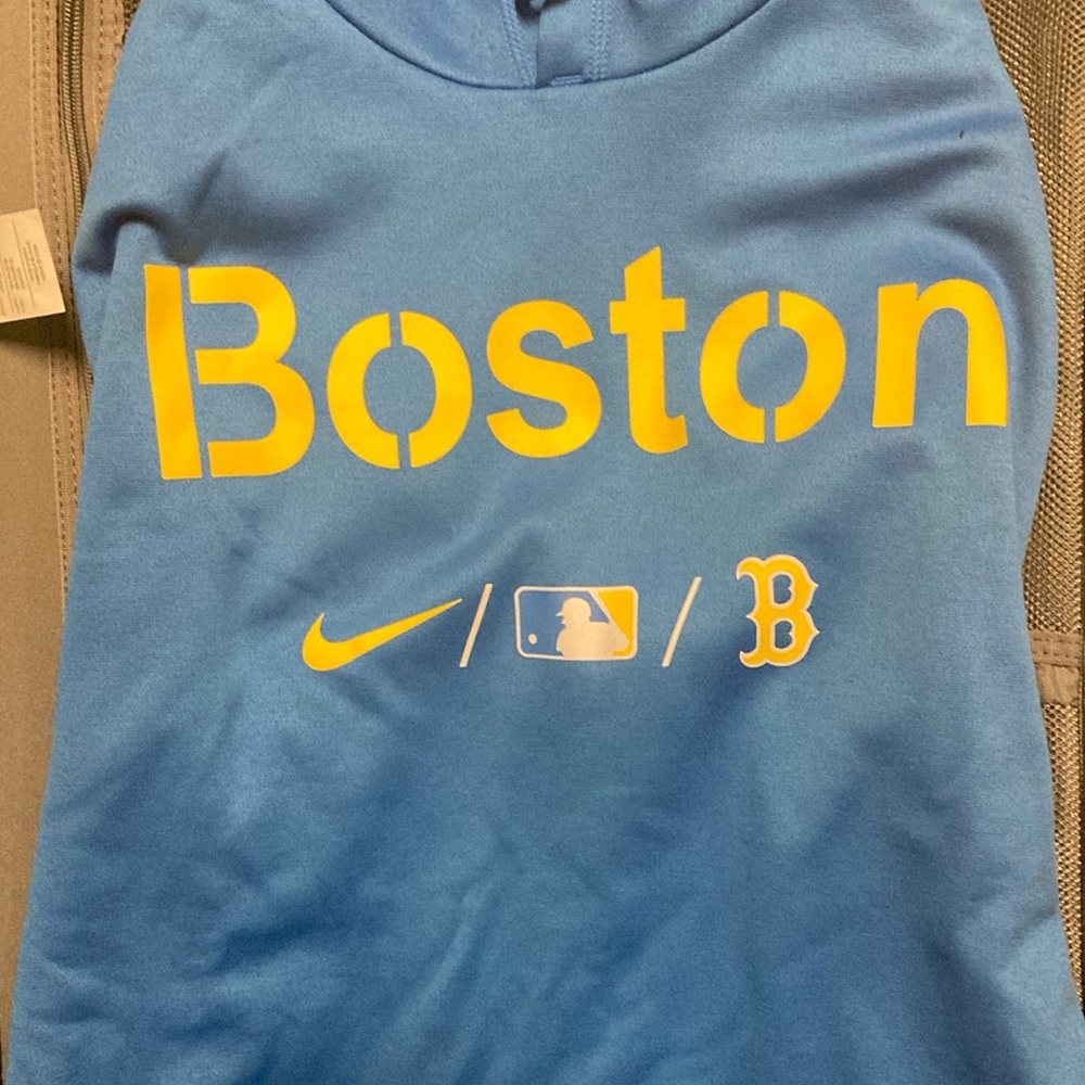 Boston Red Sox City Connect Team Short Sleeve Hoodie
Blue/Yellow
Size:L